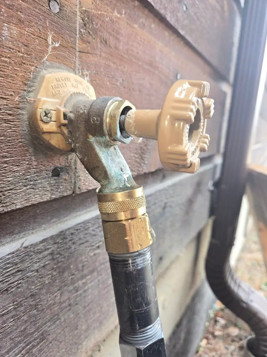 Frost-free outdoor hose bib on a Montana home